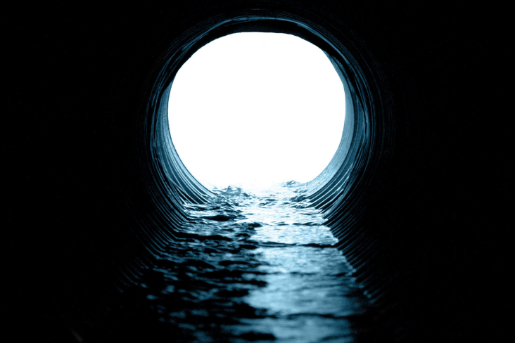 Silhouette of water drainage