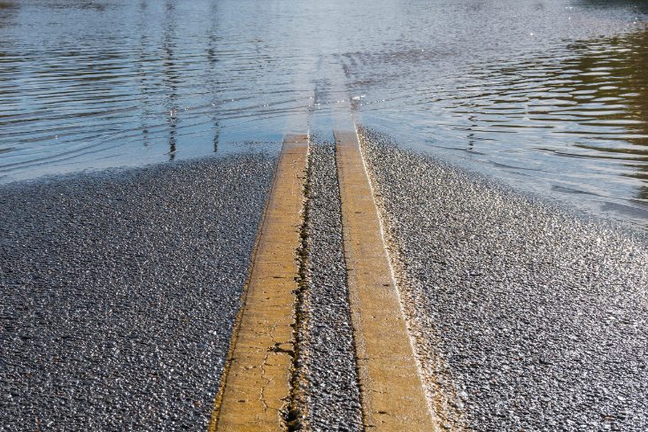 A flooded road