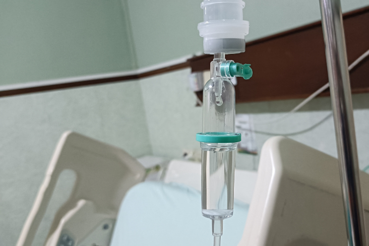 IV drip in hospital ward